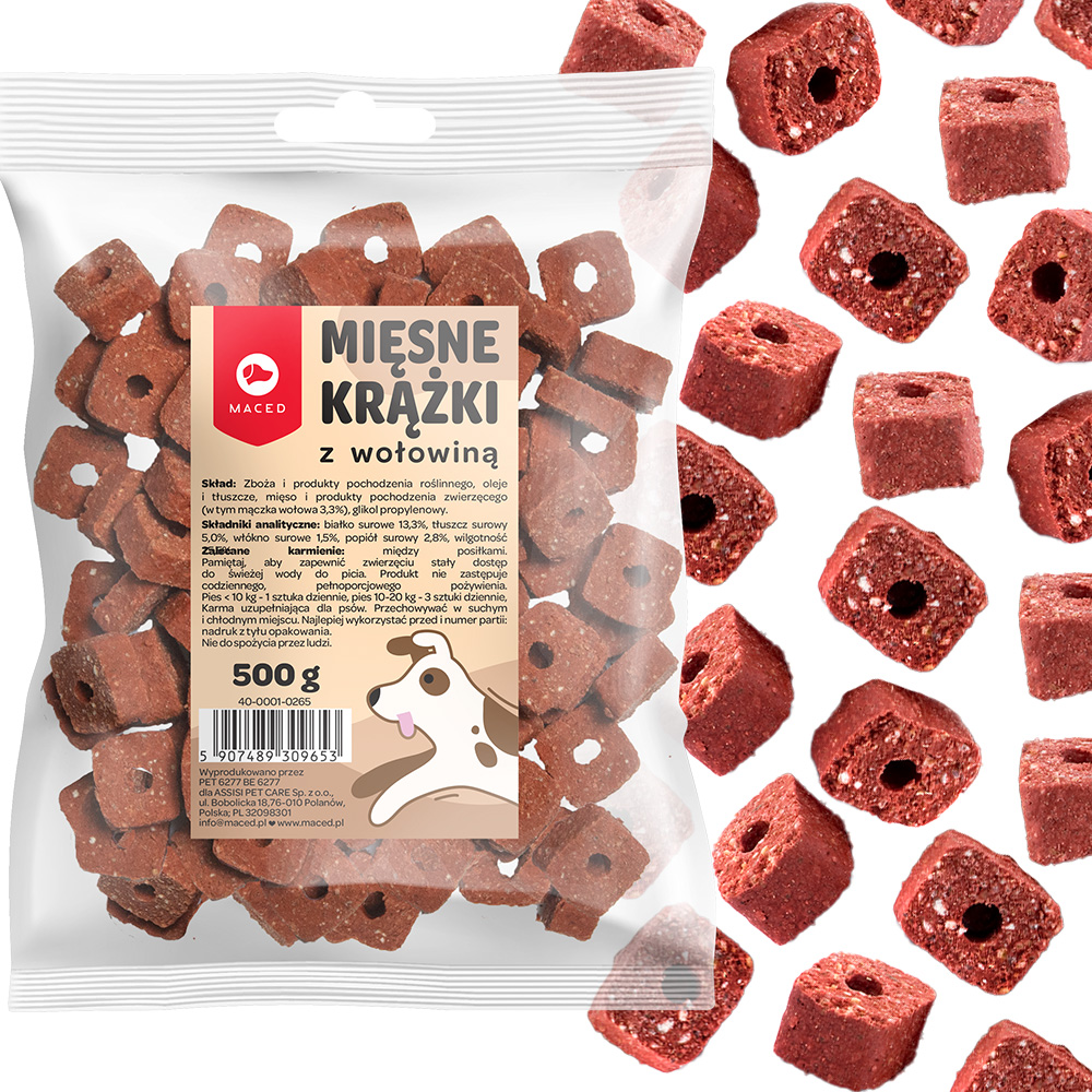 Maced Przysmak dla psa Mięsne Krążki z Wołowiną 500g